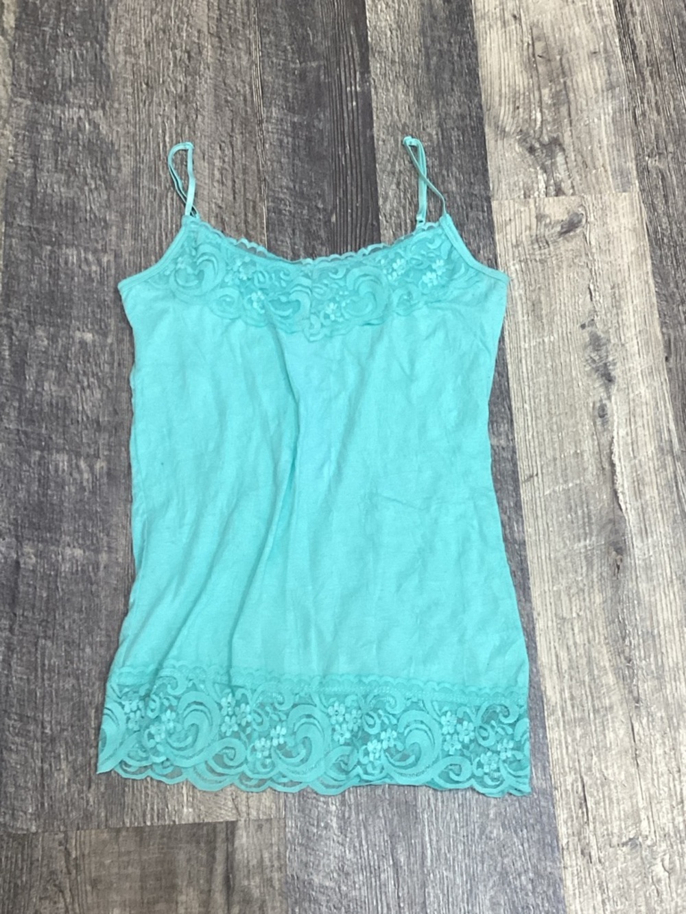 Indigo Turquoise Lace-Trim Spaghetti Strap Cami